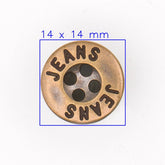 Bronzen Metalen Jeans Knoop - 14 mm met JEANS Reliëf Knopen KNP00222